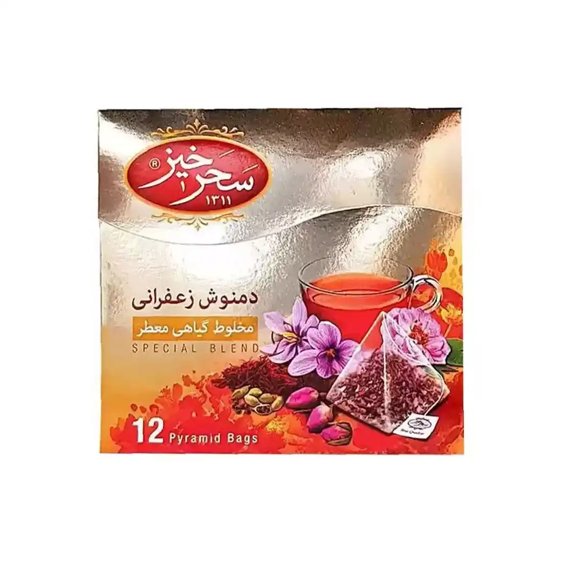 دمنوش کیسه ای زعفرانی سحرخیز بسته 12 عددی 