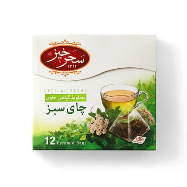 دمنوش کیسه ای چای سبز سحرخیز بسته 12 عددی