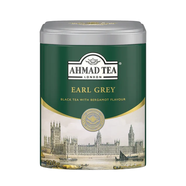 چای سیاه ارل گری احمد قوطی فلزی 200 گرمی