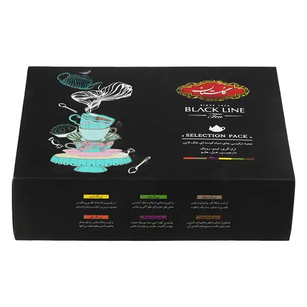 چای کیسه ای ترکیبی گلستان مدل بلک لاین 6 طعم بسته 60 عددی