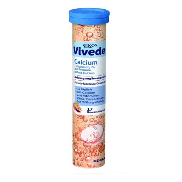 قرص جوشان کلسیم ویویده elkos vivede مدل Calcium با طعم هلو