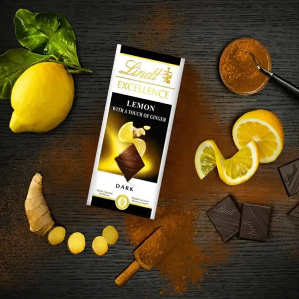 شکلات تلخ با طعم لیمو و زنجبیل لینت اکسلنس