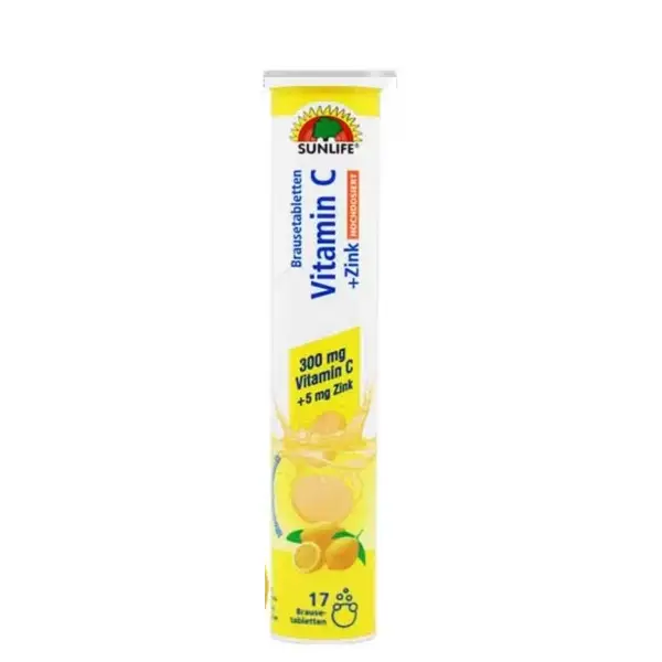 قرص جوشان ۱۷ عددی سان لایف مدل ویتامین سی و زینک با طعم پرتقال sunlife