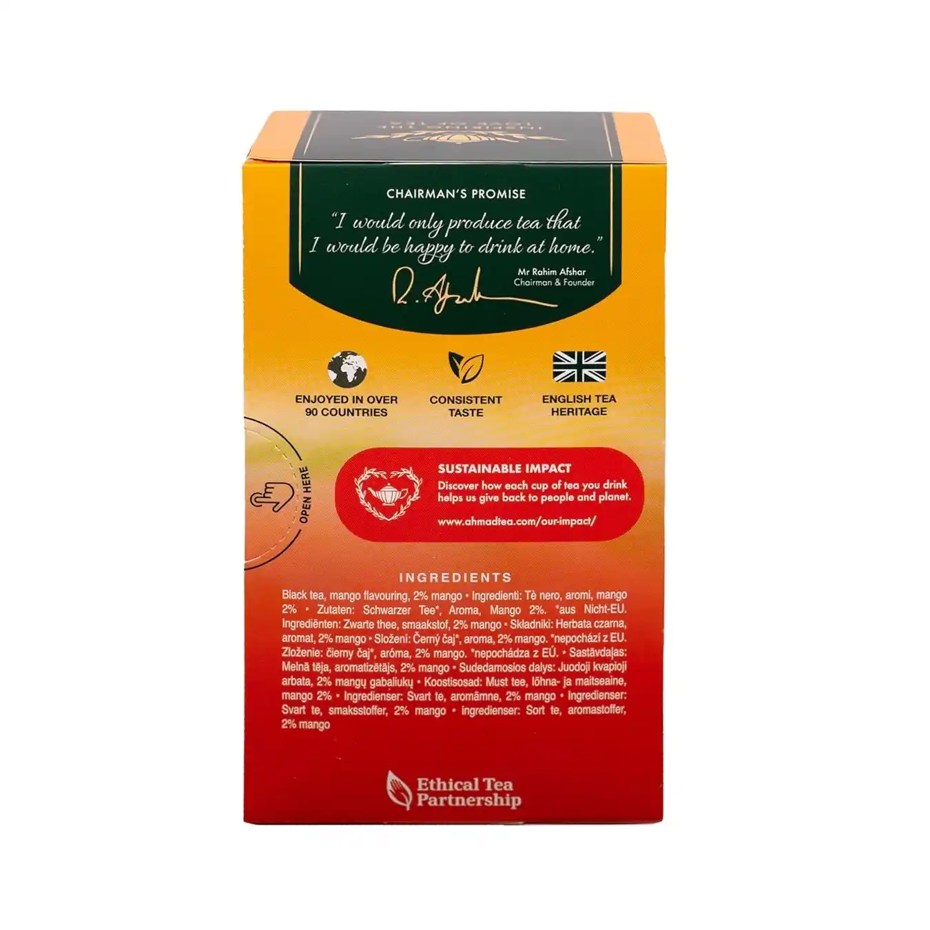 چای سیاه کیسه ای با تکه های میوه طعم انبه احمد 20 عددی