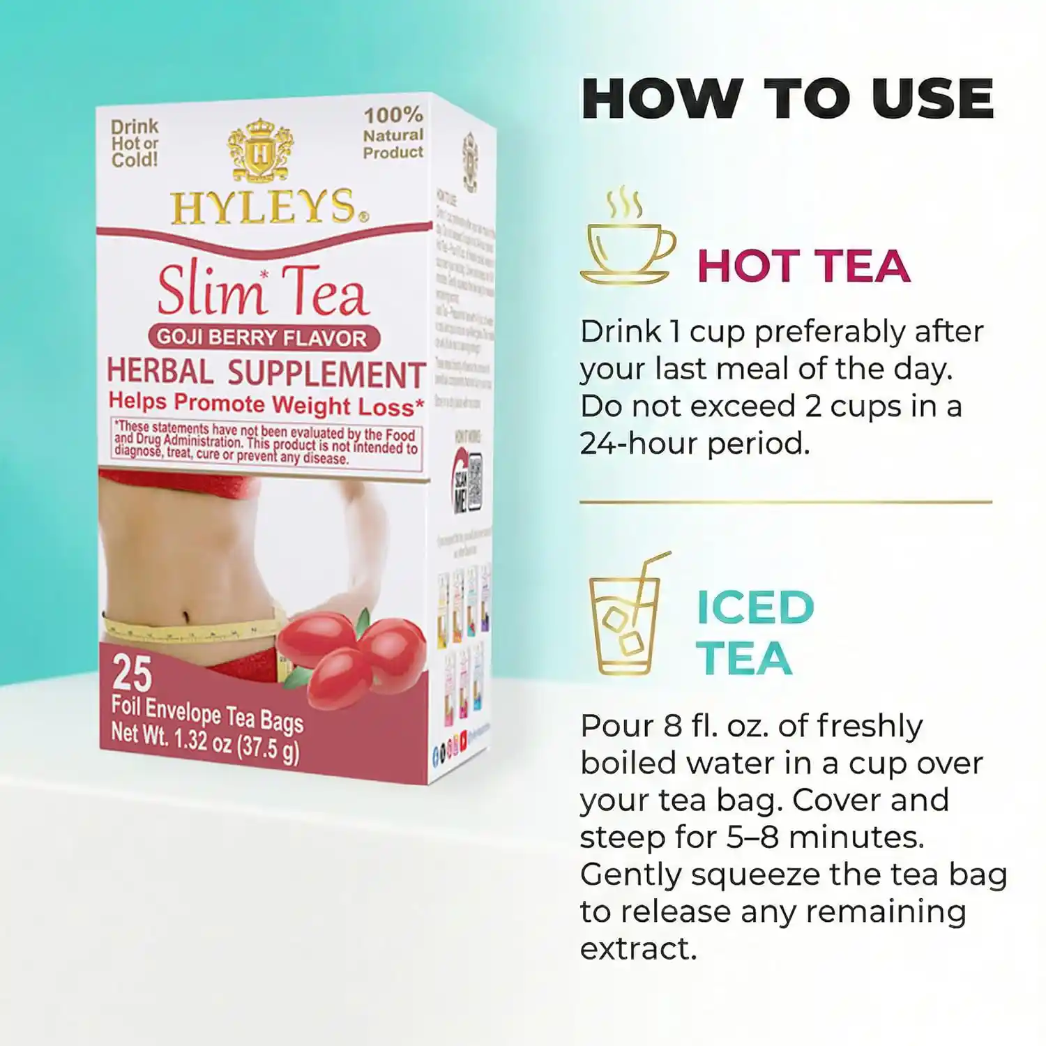 چای کیسه ای لاغری طعم گوجی بری هایلیز بسته ۲۵ عددی