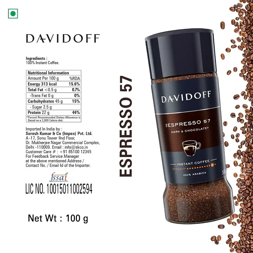 قهوه فوری دیویدف اسپرسو دارک چاکلت 100 گرمی