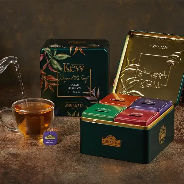 چای تی بگ مدل  kew احمد چهار نوع ۴۰ عدد جعبه فلزی 