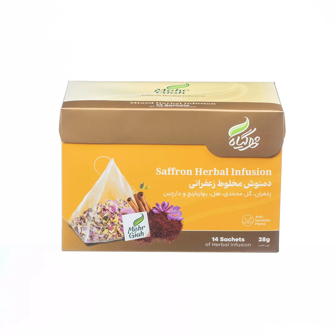دمنوش کیسه ای مخلوط زعفرانی مهرگیاه 14 عددی