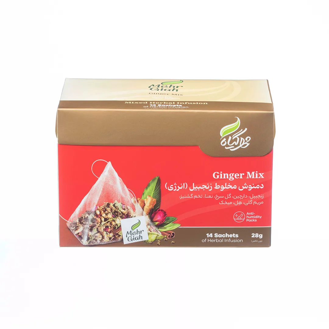 دمنوش کیسه ای مخلوط زنجبیل -انرژی مهرگیاه14 عددی