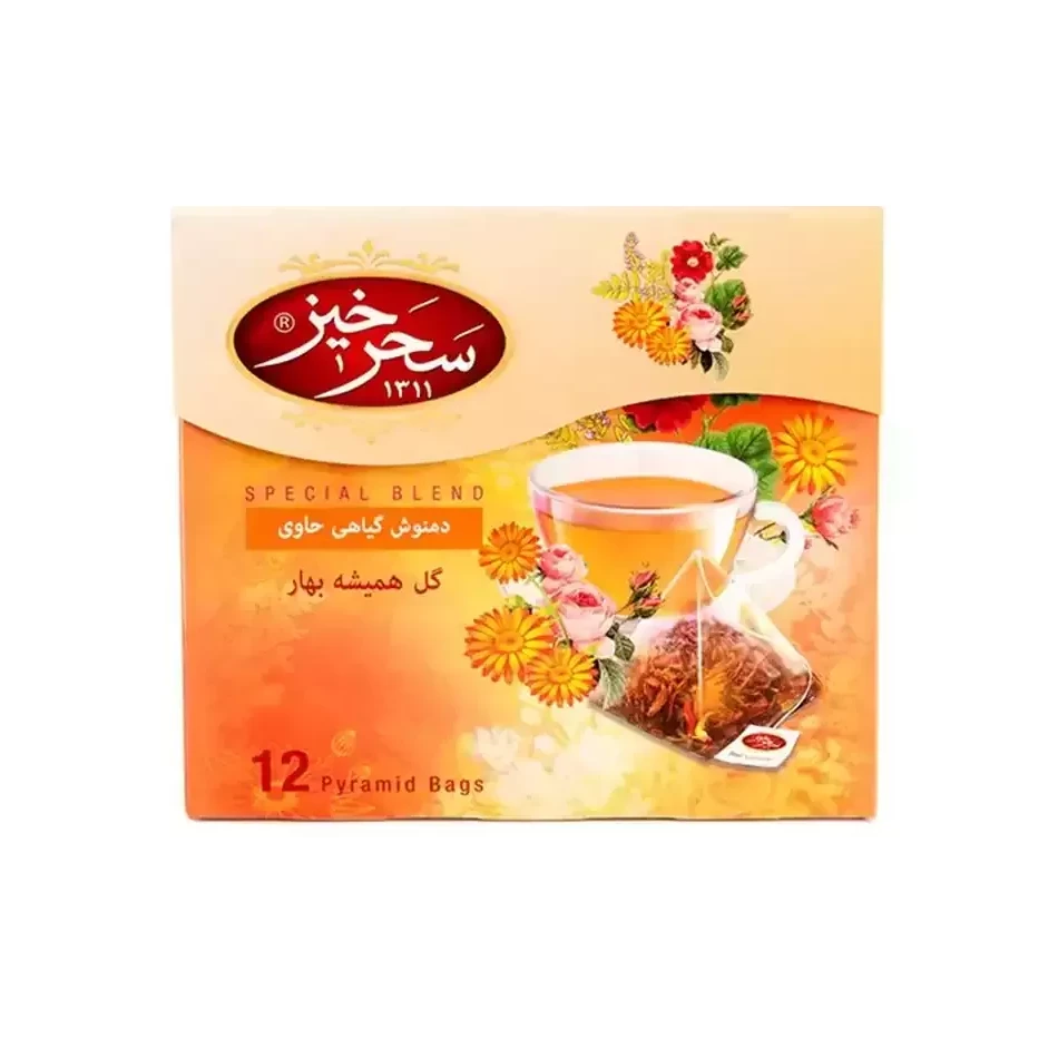 دمنوش کیسه ای همیشه بهار سحرخیز بسته 12 عددی