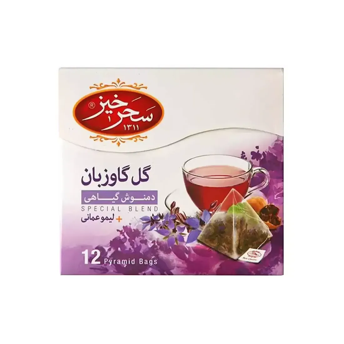 دمنوش کیسه ای گل گاو زبان سحرخیز بسته 12 عددی