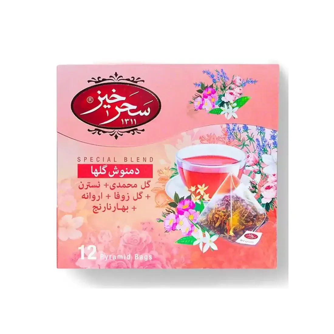 دمنوش کیسه ای گلها سحرخیز بسته 12 عددی